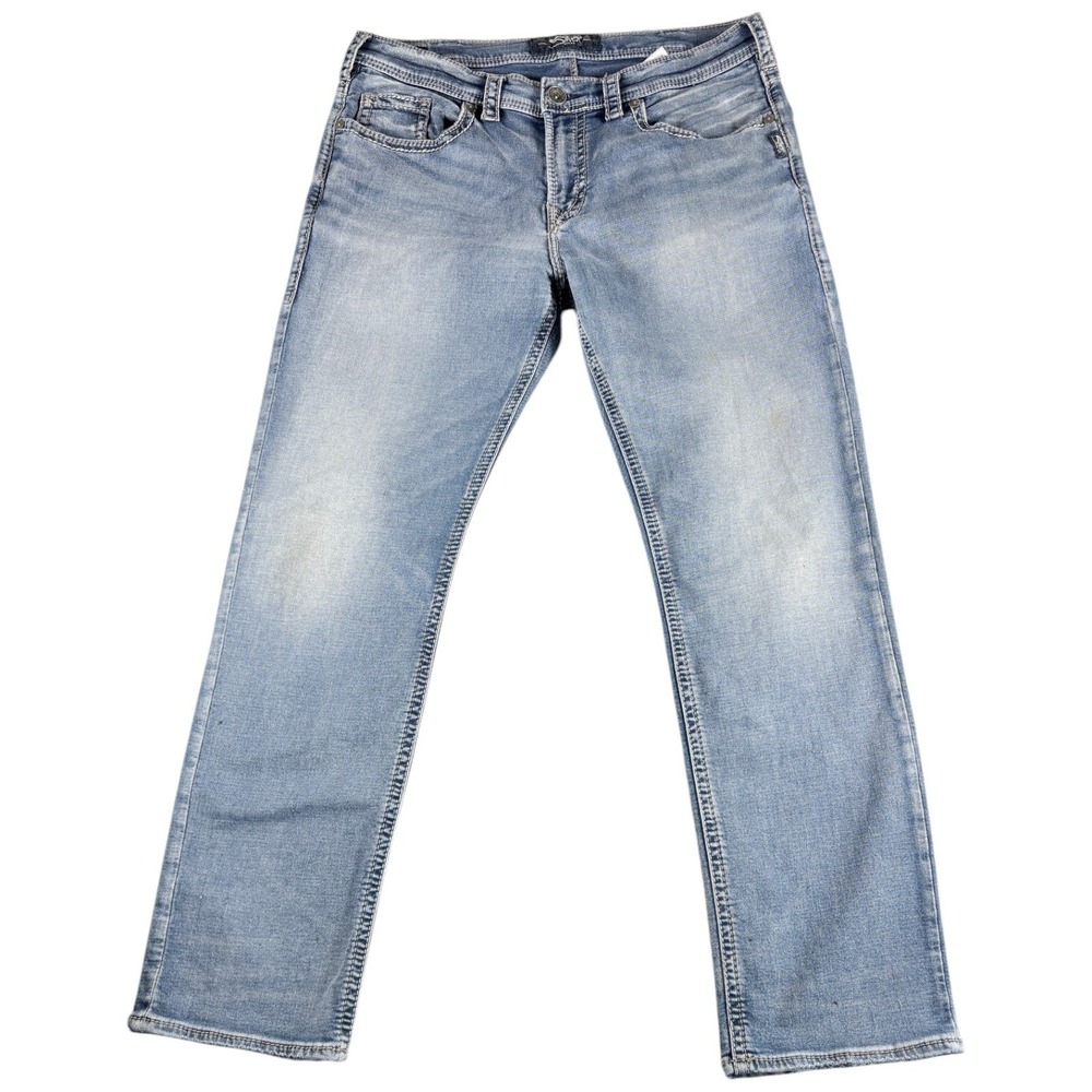 Silver Jeans Co. Grayson Mens 36x32 Blue Denim Light Wash Straight Leg Casual